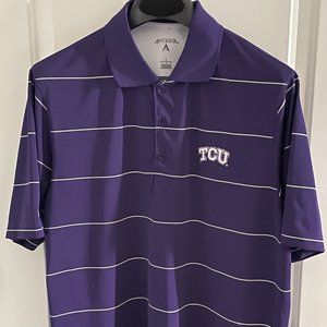 Antigua L TCU Horned Frogs Purple SS Desert Dry Polo NWT